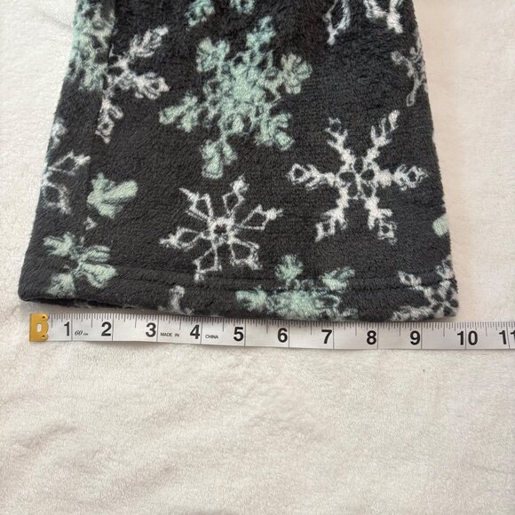 Snowflake Print Fleece Lounge Pants Womens Large Elastic Waist Gray & Mint Green - Picture 8 of 8